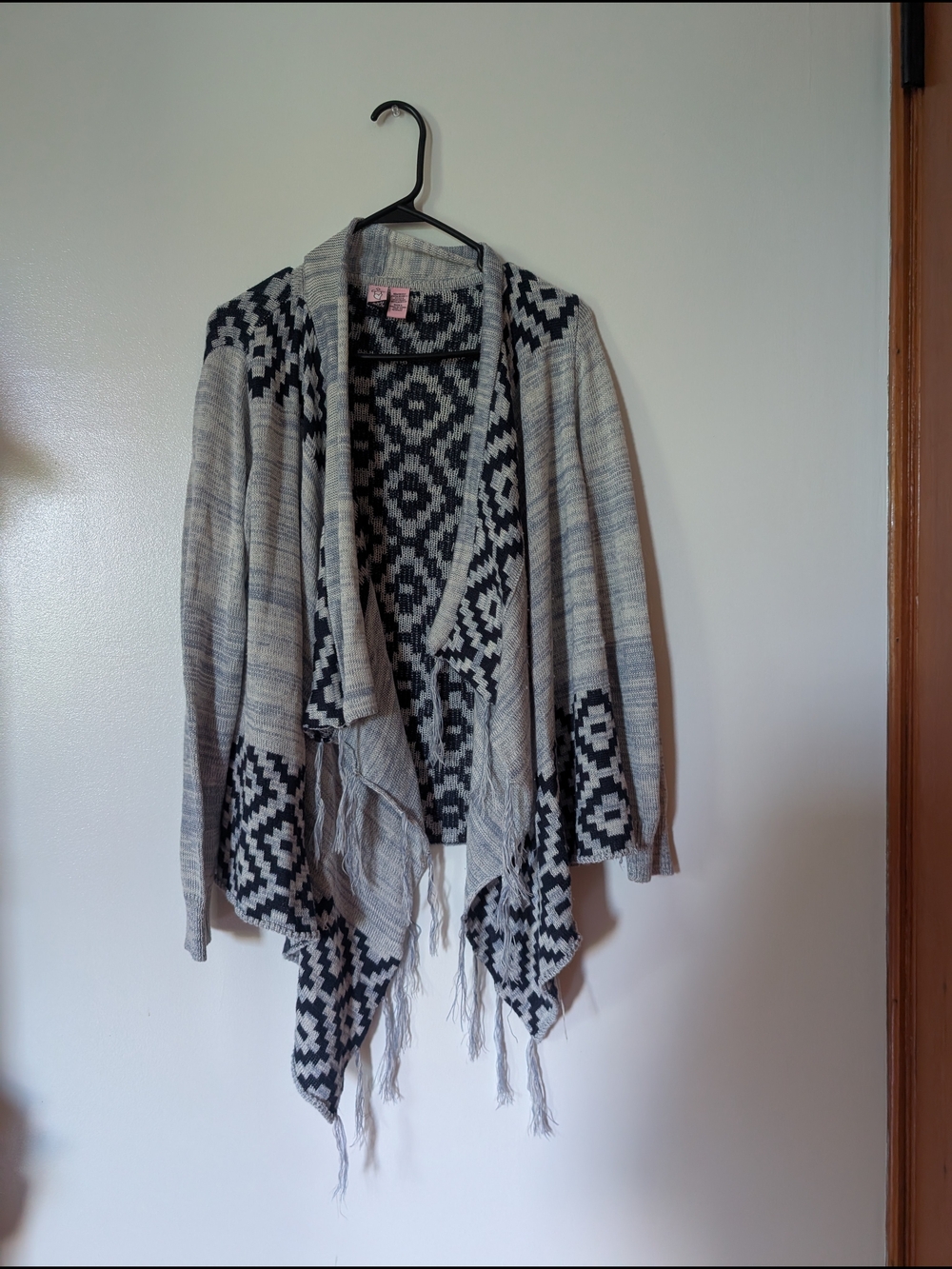 love on a hanger Aztec Fringe Draped Cardigan